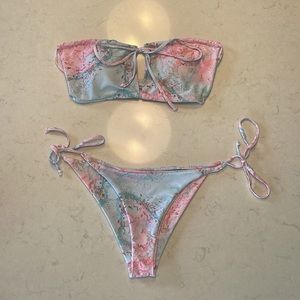 ZAFUL pink and blue bikini set (Womens Large)- New w/out tags